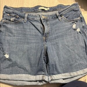 Levi's Blue Distressed Jean Shorts Mid-Thigh Length